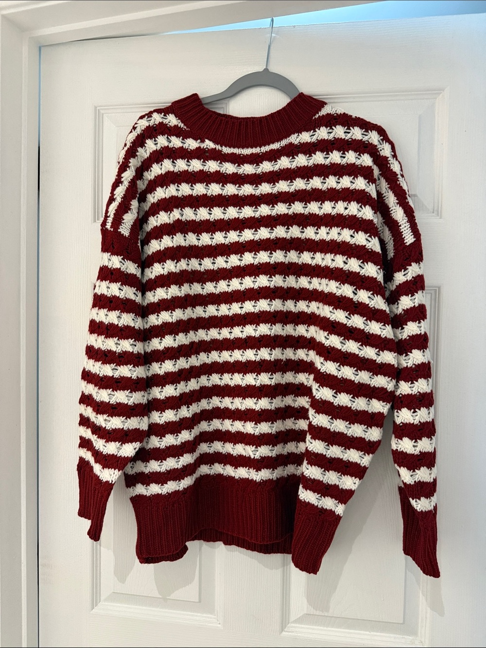 Vine & Love Red and White Striped Crewneck Sweater